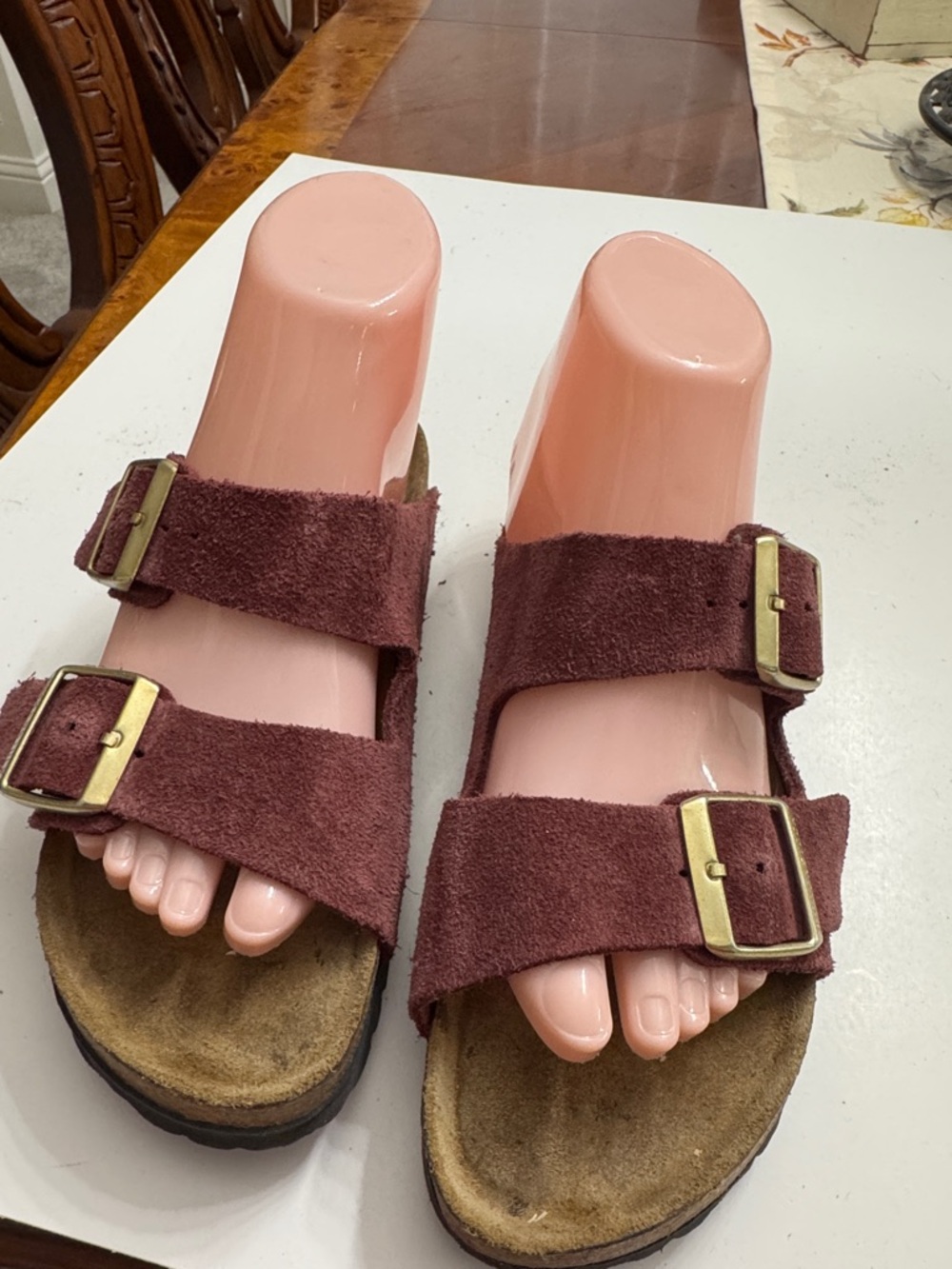 Double Strap Suede Slide Slipper size 37 in Wine